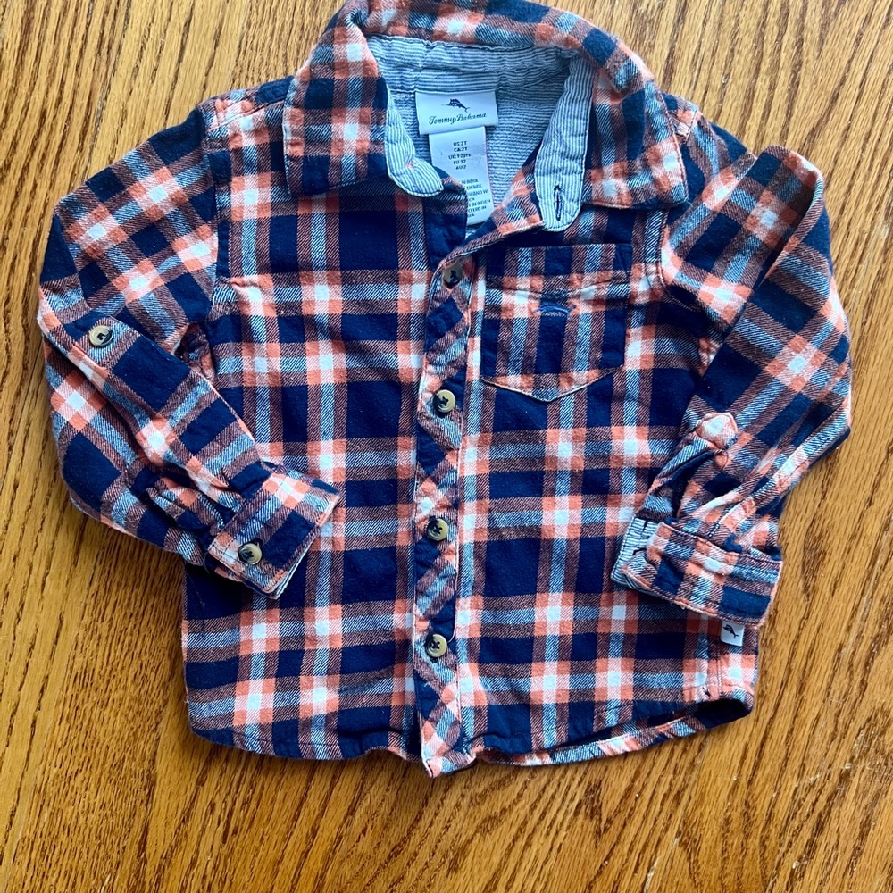 Tommy Bahama Kids Checkered Shirt - Blue and Orange